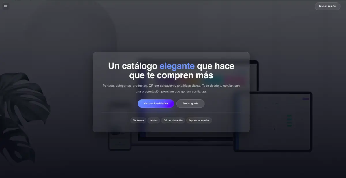Página de inicio de Catalogor: catálogo digital con portada, categorías y analíticas